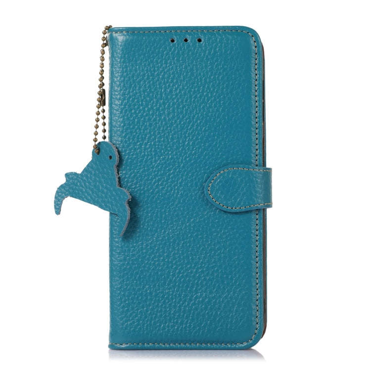 For Motorola Moto G75 5G Genuine Leather Litchi Texture RFID Leather Phone Case(Blue) - Motorola Cases by PMC TechLife | Online Shopping South Africa | PMC TechLife | Buy Now Pay Later Mobicred