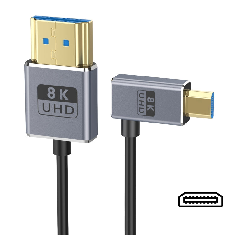 60cm Coaxial Micro HDMI to HDMI 8K UHD 48Gbps Video Connection Cable, Style:Left Elbow - Cable by PMC Jewellery | Online Shopping South Africa | PMC Jewellery | Buy Now Pay Later Mobicred