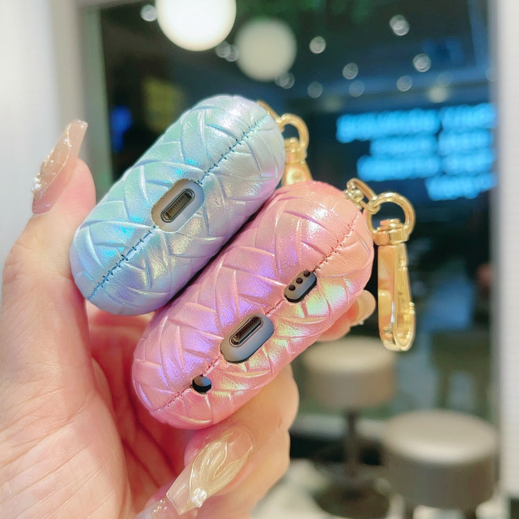 For AirPods Pro 2 Colorful Weaving Texture Earbuds Box PC Case with Hook(Pink) - free shipping - PMC Jewellery - Order now!