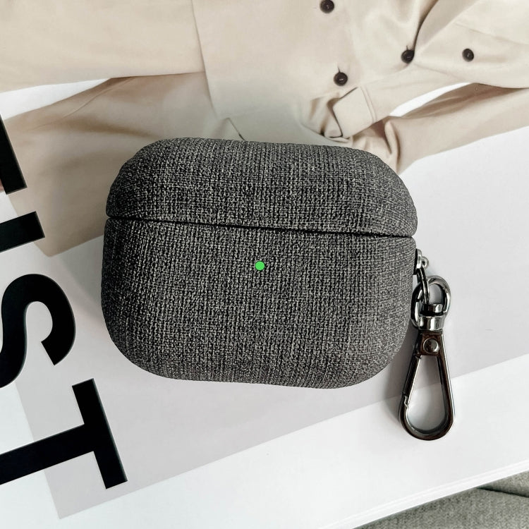 For AirPods Pro 2 Fine Cloth Texture Earbuds Box PC Case with Hook(Dark Grey) - For AirPods Pro 2 by PMC Jewellery | Online Shopping South Africa | PMC Jewellery | Buy Now Pay Later Mobicred