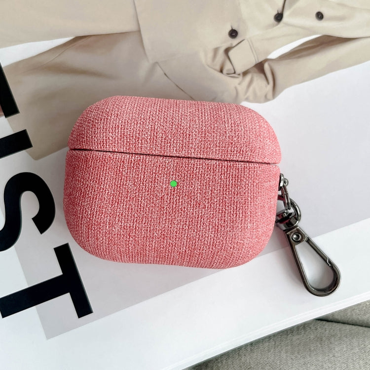 For AirPods 4 Fine Cloth Texture Earbuds Box PC Case with Hook(Pink) - free shipping - PMC Jewellery - Order now!