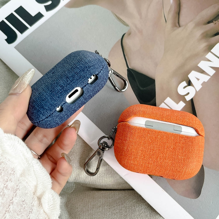 For AirPods Pro Fine Cloth Texture Earbuds Box PC Case with Hook(Grey) - For AirPods Pro by PMC Jewellery | Online Shopping South Africa | PMC Jewellery | Buy Now Pay Later Mobicred