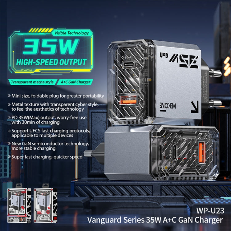 WK WP-U23 Pioneer Series 35W USB-C / Type-C, USB GaN Fast Charger, Plug Type:EU Plug(Tarnish) - free shipping - PMC TechLife - Order now!