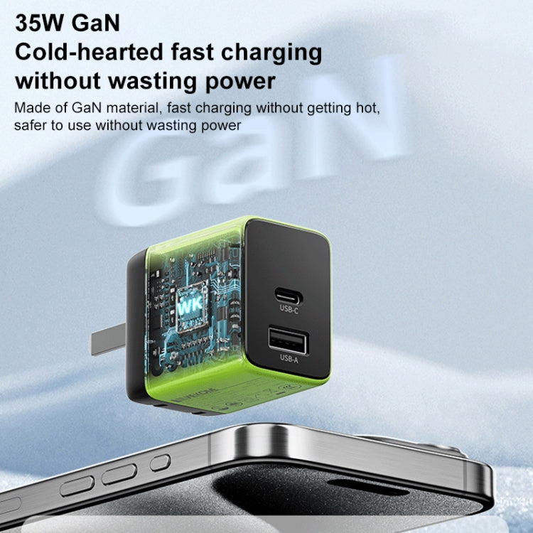 WK WP-U36 35W USB-C / Type-C, USB GaN Fast Charger, Plug Type:EU Plug(Green) - USB Charger by WK | Online Shopping South Africa | PMC TechLife | Buy Now Pay Later Mobicred