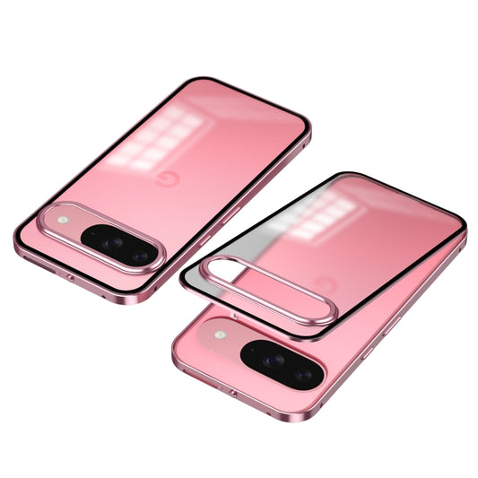 For Google Pixel 9 / 9 Pro Snap Buckle Metal Frame Frosted Phone Case(Pink) - Google Cases by PMC Jewellery | Online Shopping South Africa | PMC Jewellery | Buy Now Pay Later Mobicred