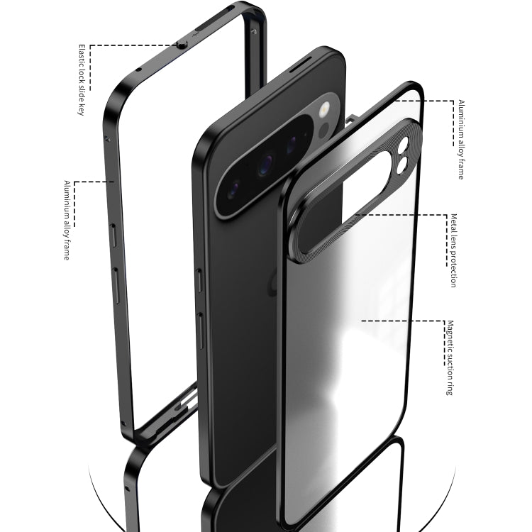 For Google Pixel 9 Pro XL Snap Buckle Metal Frame Frosted Phone Case(Grey) - Google Cases by PMC TechLife | Online Shopping South Africa | PMC TechLife | Buy Now Pay Later Mobicred