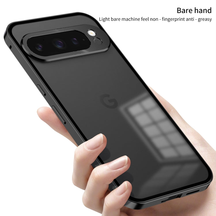 For Google Pixel 9 / 9 Pro Snap Buckle Metal Frame Frosted Phone Case(Silver) - Google Cases by PMC TechLife | Online Shopping South Africa | PMC TechLife | Buy Now Pay Later Mobicred