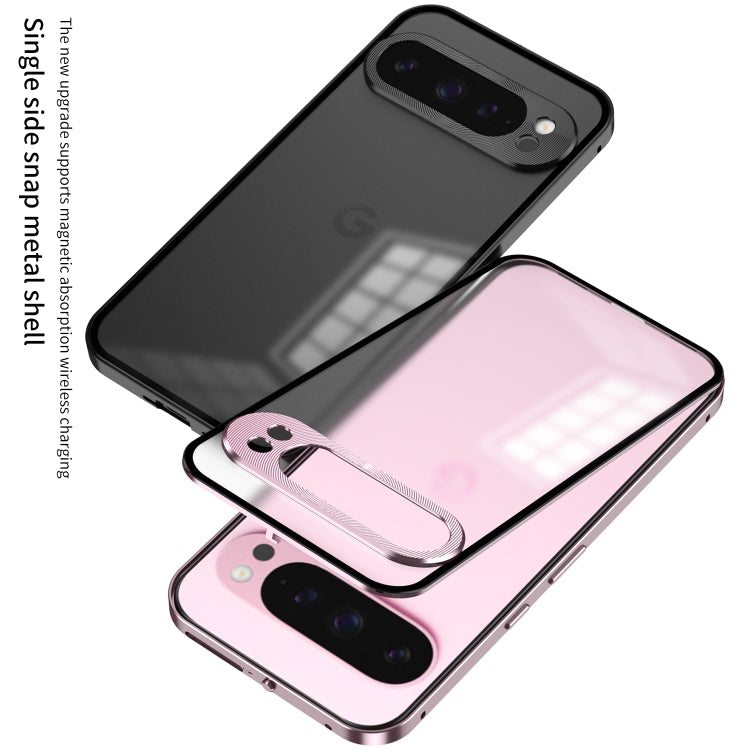 For Google Pixel 9 Pro XL Snap Buckle Metal Frame Frosted Phone Case(Silver) - Google Cases by PMC TechLife | Online Shopping South Africa | PMC TechLife | Buy Now Pay Later Mobicred