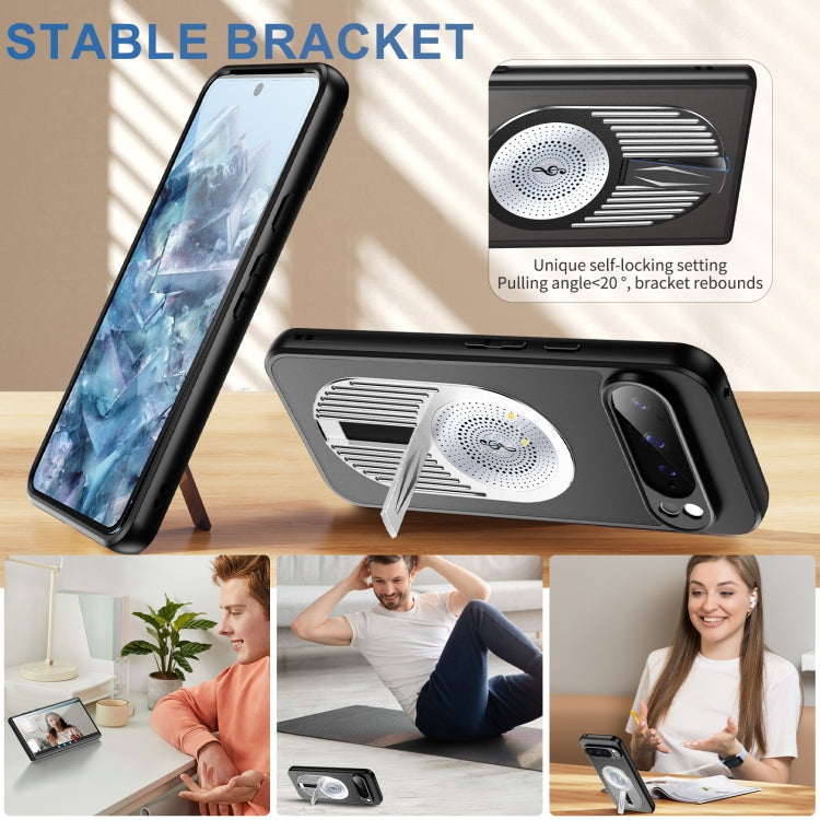 For Google Pixel 9 / 9 Pro Heat Dissipation Aromatherapy MagSafe Holder Phone Case(Silver) - Google Cases by PMC TechLife | Online Shopping South Africa | PMC TechLife | Buy Now Pay Later Mobicred