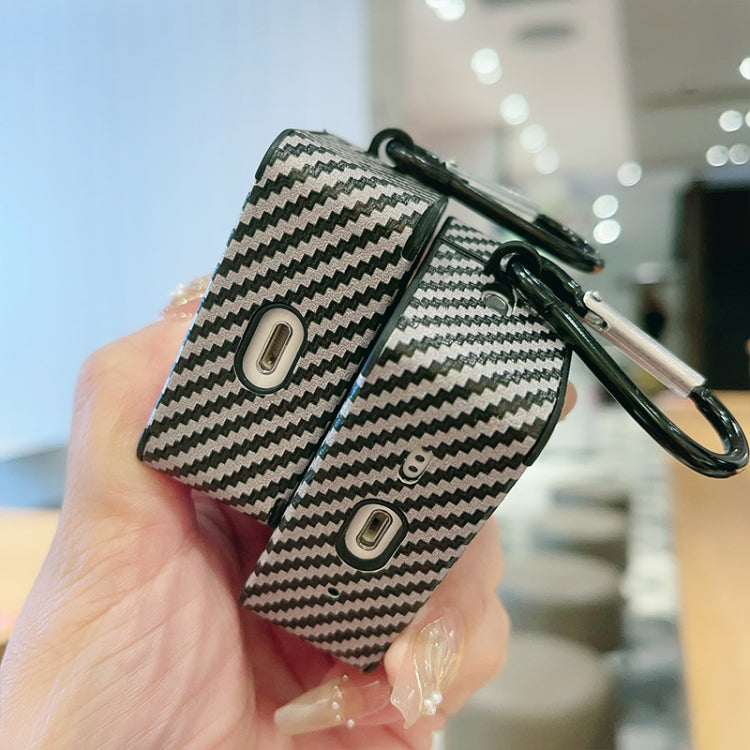 For AirPods Pro 2 Carbon Fibre Texture PU Earbuds Box PC Case with Hook(Dark Blue) - free shipping - PMC Jewellery - Order now!