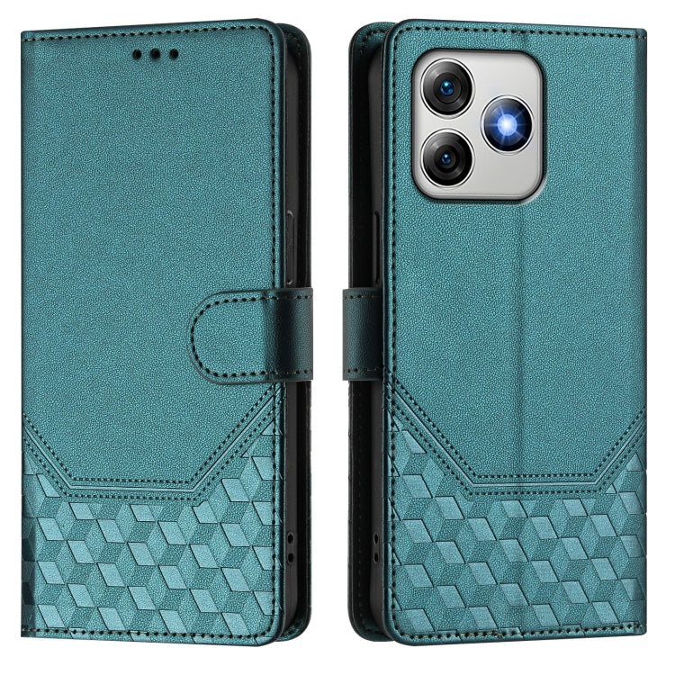 For Ulefone Note 18 Ultra Honeycomb Embossing RFID Leather Phone Case(Peacock Green) - Ulefone Cases by PMC Jewellery | Online Shopping South Africa | PMC Jewellery | Buy Now Pay Later Mobicred