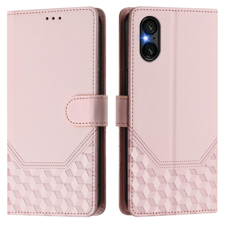 For Sony Xperia 5 VI 2024 Honeycomb Embossing RFID Leather Phone Case(Pink) - Sony Cases by PMC Jewellery | Online Shopping South Africa | PMC Jewellery | Buy Now Pay Later Mobicred