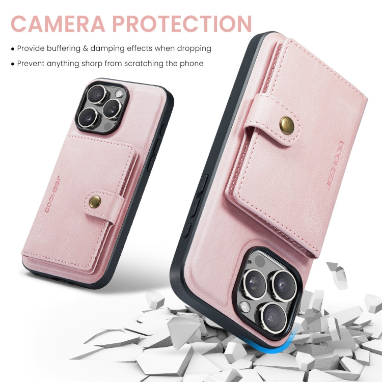 For iPhone 16 Pro Max JEEHOOD J01 Retro Magnetic Detachable Wallet Phone Case(Pink) - iPhone 16 Pro Max Cases by JEEHOOD | Online Shopping South Africa | PMC Jewellery | Buy Now Pay Later Mobicred