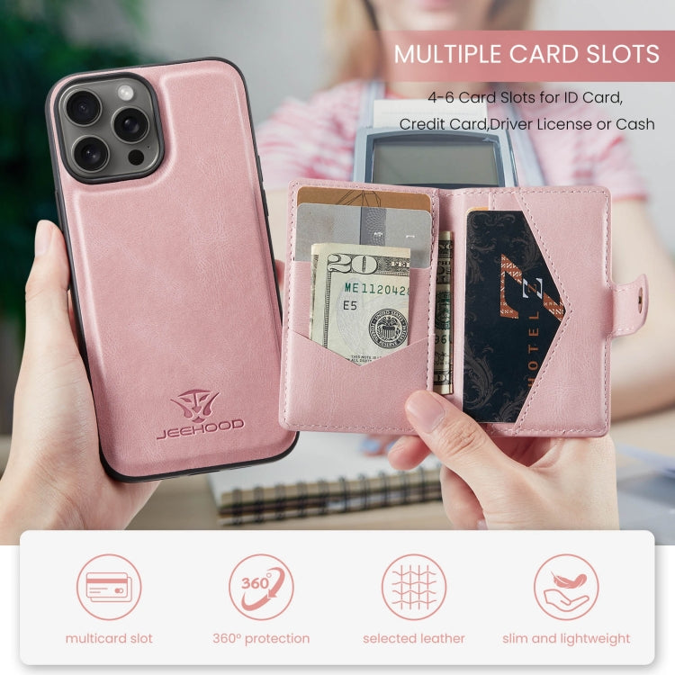 For iPhone 16 Pro Max JEEHOOD J01 Retro Magnetic Detachable Wallet Phone Case(Pink) - iPhone 16 Pro Max Cases by JEEHOOD | Online Shopping South Africa | PMC Jewellery | Buy Now Pay Later Mobicred