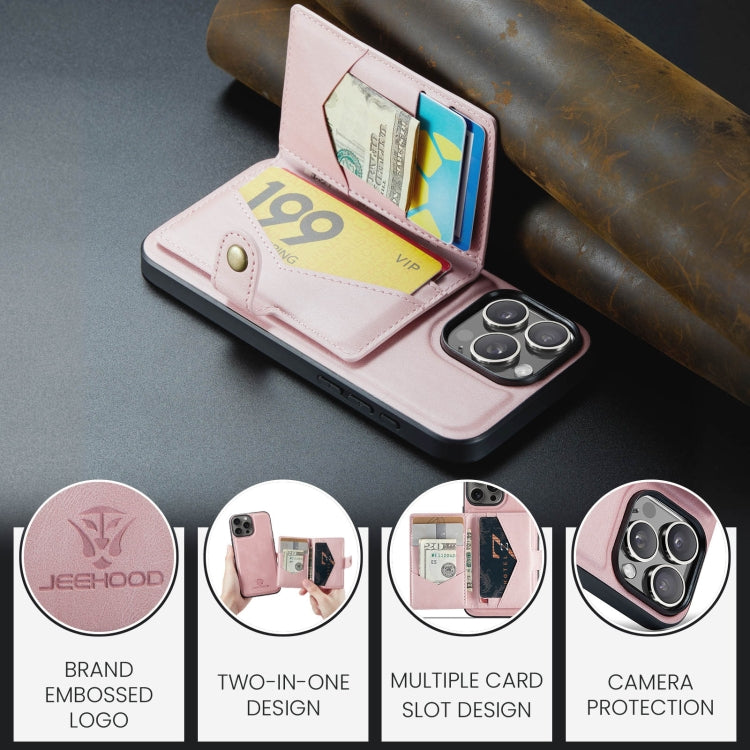 For iPhone 16 Pro Max JEEHOOD J01 Retro Magnetic Detachable Wallet Phone Case(Pink) - iPhone 16 Pro Max Cases by JEEHOOD | Online Shopping South Africa | PMC Jewellery | Buy Now Pay Later Mobicred