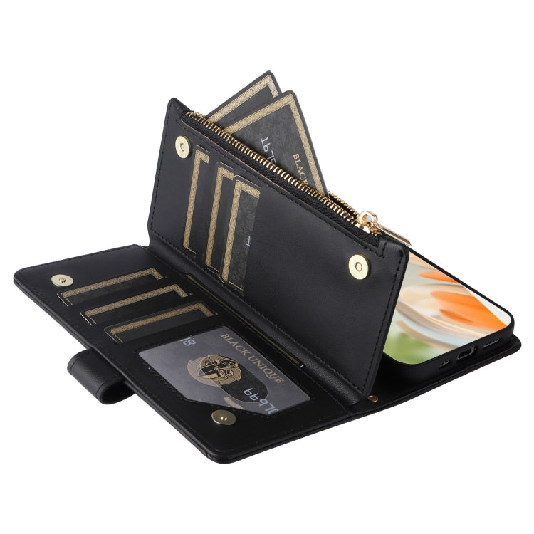 For Google Pixel 9 / 9 Pro Crossbody Zipper Wallet Rhombus Leather Phone Case(Black) - Google Cases by PMC TechLife | Online Shopping South Africa | PMC TechLife | Buy Now Pay Later Mobicred