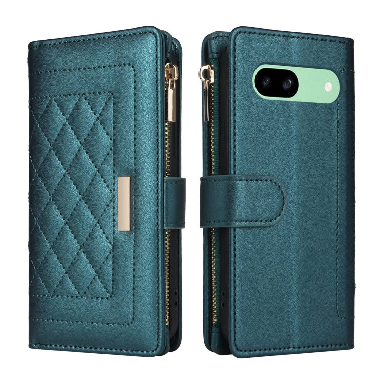 For Google Pixel 8a Crossbody Zipper Wallet Rhombus Leather Phone Case(Green) - Google Cases by PMC TechLife | Online Shopping South Africa | PMC TechLife | Buy Now Pay Later Mobicred