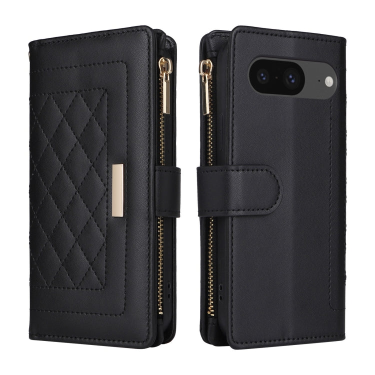 For Google Pixel 8 Crossbody Zipper Wallet Rhombus Leather Phone Case(Black) - Google Cases by PMC TechLife | Online Shopping South Africa | PMC TechLife | Buy Now Pay Later Mobicred