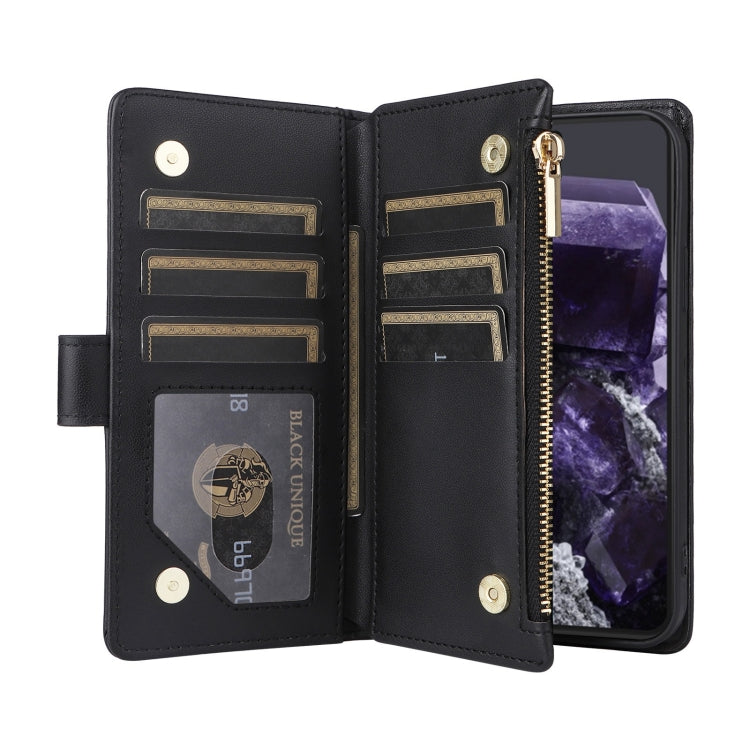 For Google Pixel 8 Crossbody Zipper Wallet Rhombus Leather Phone Case(Black) - Google Cases by PMC TechLife | Online Shopping South Africa | PMC TechLife | Buy Now Pay Later Mobicred