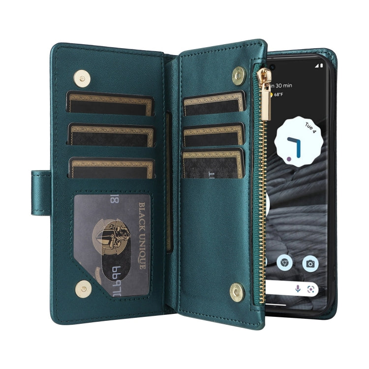 For Google Pixel 7 Crossbody Zipper Wallet Rhombus Leather Phone Case(Green) - Google Cases by PMC TechLife | Online Shopping South Africa | PMC TechLife | Buy Now Pay Later Mobicred