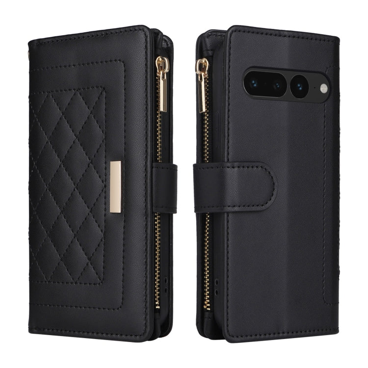 For Google Pixel 7 Pro Crossbody Zipper Wallet Rhombus Leather Phone Case(Black) - Google Cases by PMC TechLife | Online Shopping South Africa | PMC TechLife | Buy Now Pay Later Mobicred