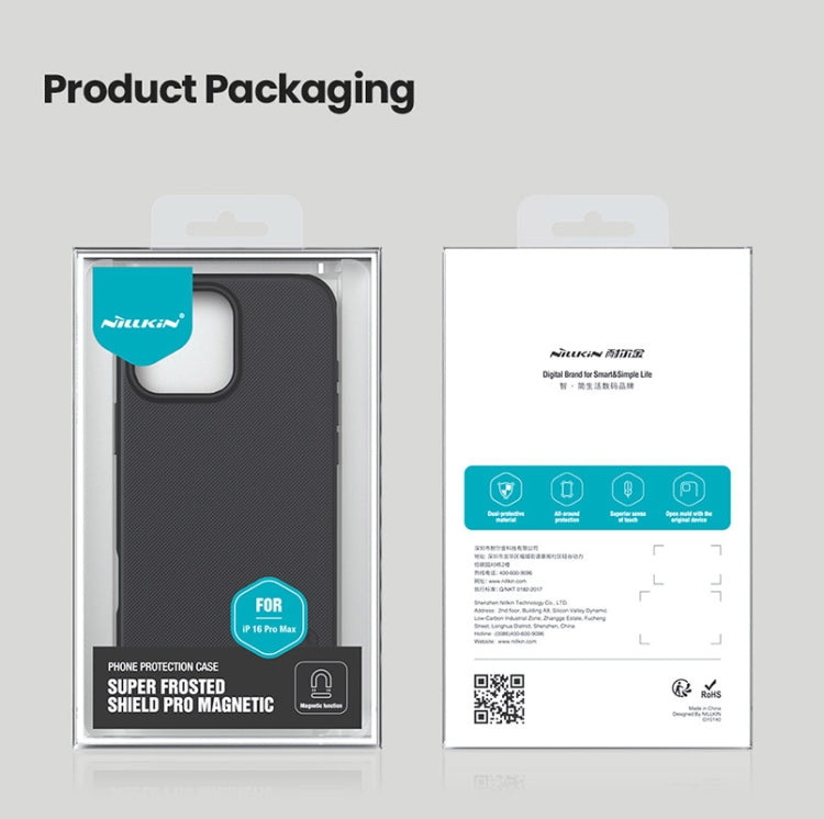For iPhone 16 Pro NILLKIN Frosted Shield Pro Magnetic Magsafe Phone Case(Black) - iPhone 16 Pro Cases by NILLKIN | Online Shopping South Africa | PMC Jewellery | Buy Now Pay Later Mobicred