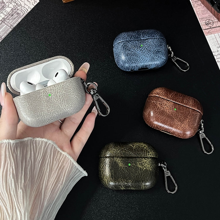 For AirPods 3 Retro Oil Leather Bluetooth Earphones Protective Case(Coffee) - For AirPods 3 by PMC Jewellery | Online Shopping South Africa | PMC Jewellery | Buy Now Pay Later Mobicred