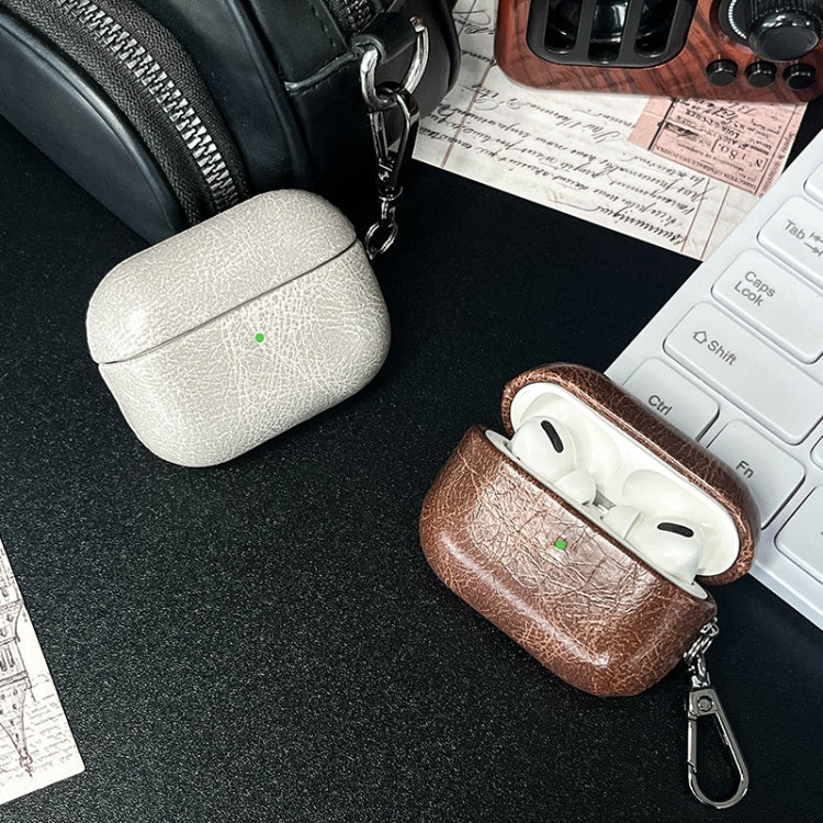 For AirPods 3 Retro Oil Leather Bluetooth Earphones Protective Case(Apricot) - For AirPods 3 by PMC Jewellery | Online Shopping South Africa | PMC Jewellery | Buy Now Pay Later Mobicred