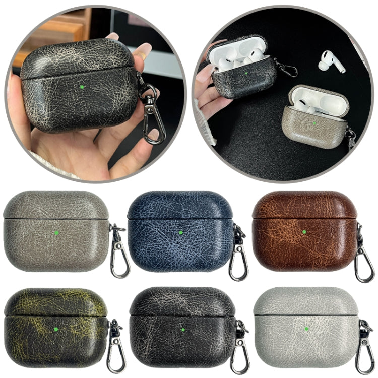 For AirPods Pro Retro Oil Leather Bluetooth Earphones Protective Case(Coffee) - For AirPods Pro by PMC Jewellery | Online Shopping South Africa | PMC Jewellery | Buy Now Pay Later Mobicred