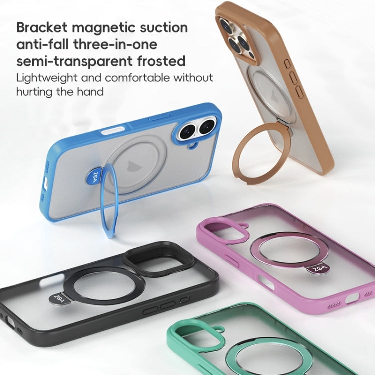 For iPhone 16 Pro Max ZGA Magsafe Holder PC Hybrid TPU Phone Case(Black) - free shipping - PMC Jewellery - Order now!