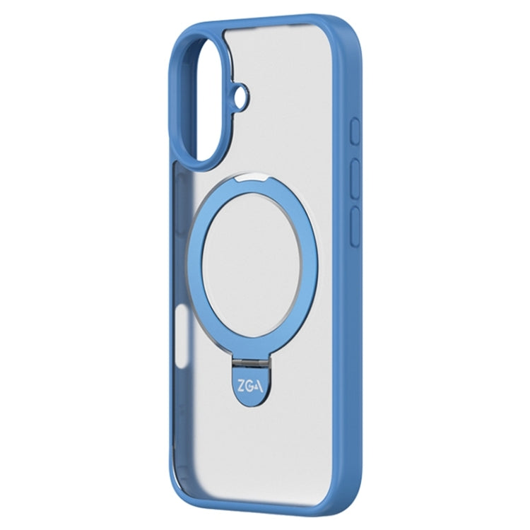 For iPhone 16 ZGA Magsafe Holder PC Hybrid TPU Phone Case(Blue) - free shipping - PMC Jewellery - Order now!
