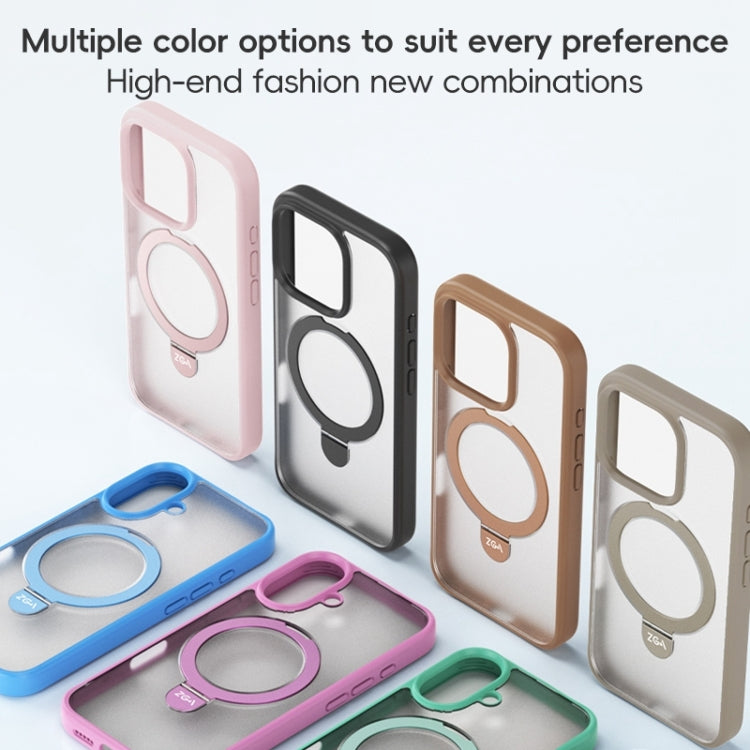 For iPhone 16 ZGA Magsafe Holder PC Hybrid TPU Phone Case(Blue) - free shipping - PMC Jewellery - Order now!