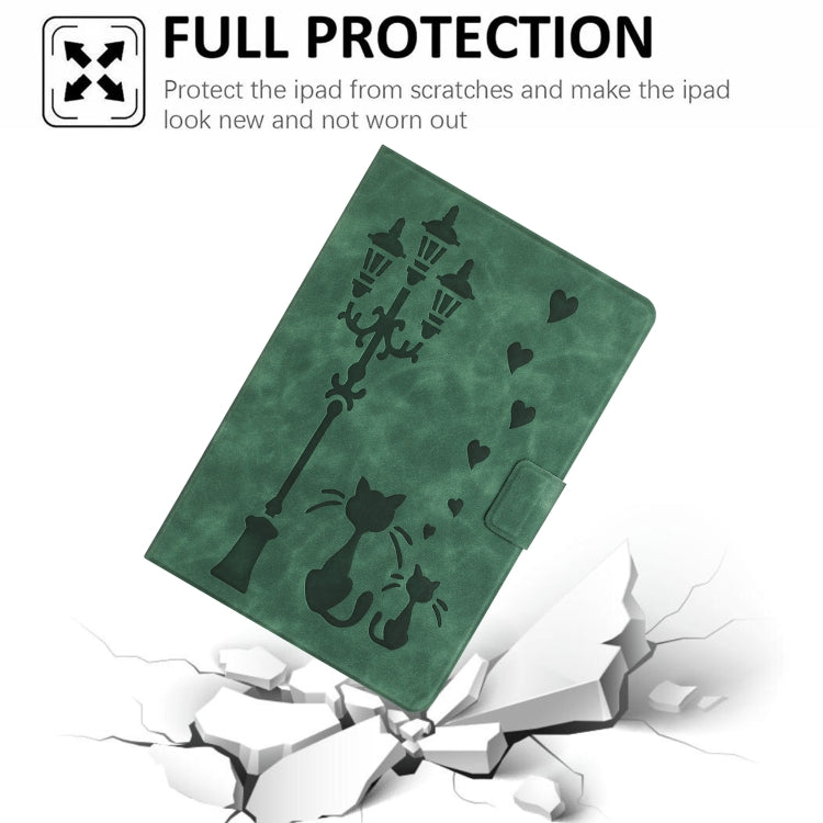 For Lenovo Tab M11 / Xiaoxin Pad 2024 Embossed Couple Cat Smart Tablet Leather Case(Green) - Lenovo by PMC Jewellery | Online Shopping South Africa | PMC Jewellery | Buy Now Pay Later Mobicred