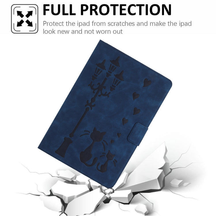 For Lenovo Tab M11 / Xiaoxin Pad 2024 Embossed Couple Cat Smart Tablet Leather Case(Blue) - Lenovo by PMC Jewellery | Online Shopping South Africa | PMC Jewellery | Buy Now Pay Later Mobicred