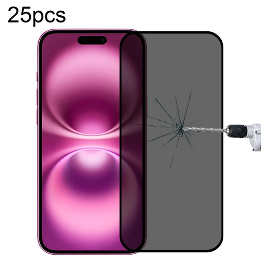 For iPhone 16 Plus 25pcs Full Cover Anti-spy Silk Screen Tempered Glass Film - iPhone 16 Plus Tempered Glass by PMC Jewellery | Online Shopping South Africa | PMC Jewellery | Buy Now Pay Later Mobicred