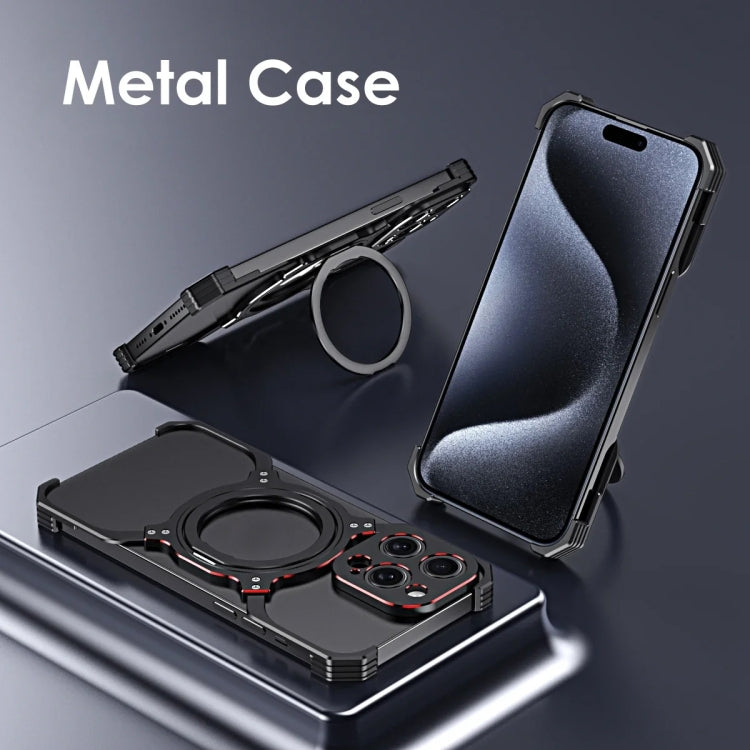 For iPhone 16 Pro Max Mechanical Arm Borderless MagSafe Holder Metal Phone Case(Silver) - iPhone 16 Pro Max Cases by PMC Jewellery | Online Shopping South Africa | PMC Jewellery | Buy Now Pay Later Mobicred