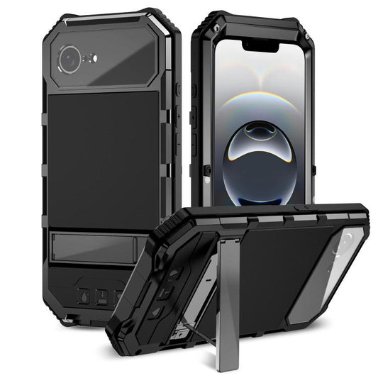 For iPhone 16e R-JUST Life Waterproof Dustproof Shockproof Holder Phone Case(Black) - iPhone 16e Cases by R-JUST | Online Shopping South Africa | PMC Jewellery | Buy Now Pay Later Mobicred