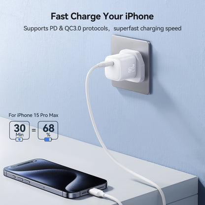 JOYROOM JR-TCG08 GaN PD20W USB-C / Type-C Port Mini Charger, Plug:UK Plug(White) - USB Charger by JOYROOM | Online Shopping South Africa | PMC Jewellery | Buy Now Pay Later Mobicred