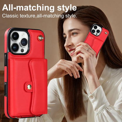 For iPhone 16 Pro Max RFID Card Slot Phone Case with Long Lanyard(Red) - iPhone 16 Pro Max Cases by PMC Jewellery | Online Shopping South Africa | PMC Jewellery | Buy Now Pay Later Mobicred