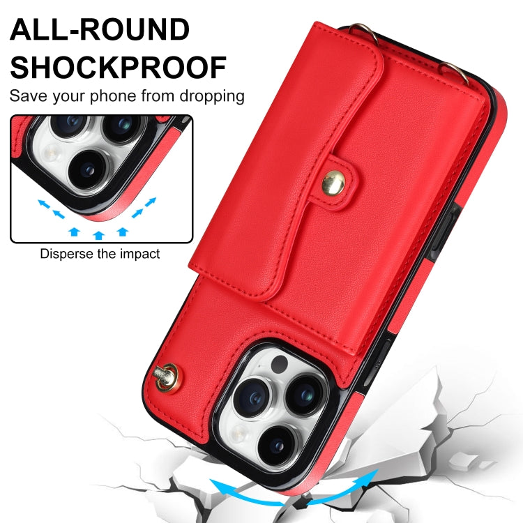 For iPhone 16 Pro Max RFID Card Slot Phone Case with Long Lanyard(Red) - iPhone 16 Pro Max Cases by PMC Jewellery | Online Shopping South Africa | PMC Jewellery | Buy Now Pay Later Mobicred