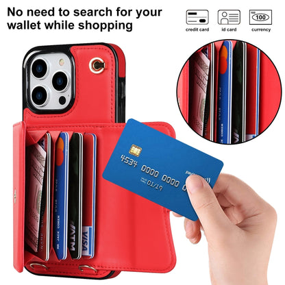 For iPhone 16 Pro RFID Card Slot Phone Case with Long Lanyard(Red) - iPhone 16 Pro Cases by PMC Jewellery | Online Shopping South Africa | PMC Jewellery | Buy Now Pay Later Mobicred