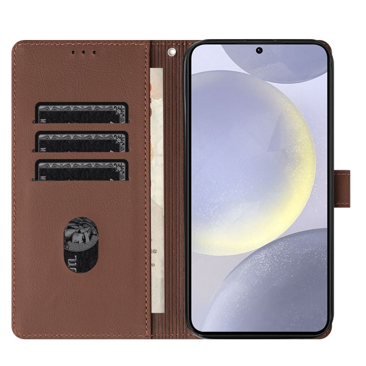For Samsung Galaxy S25 5G Cartoon Elephant Embossed Leather Phone Case(Brown) - Galaxy S25 5G Cases by PMC Jewellery | Online Shopping South Africa | PMC Jewellery | Buy Now Pay Later Mobicred