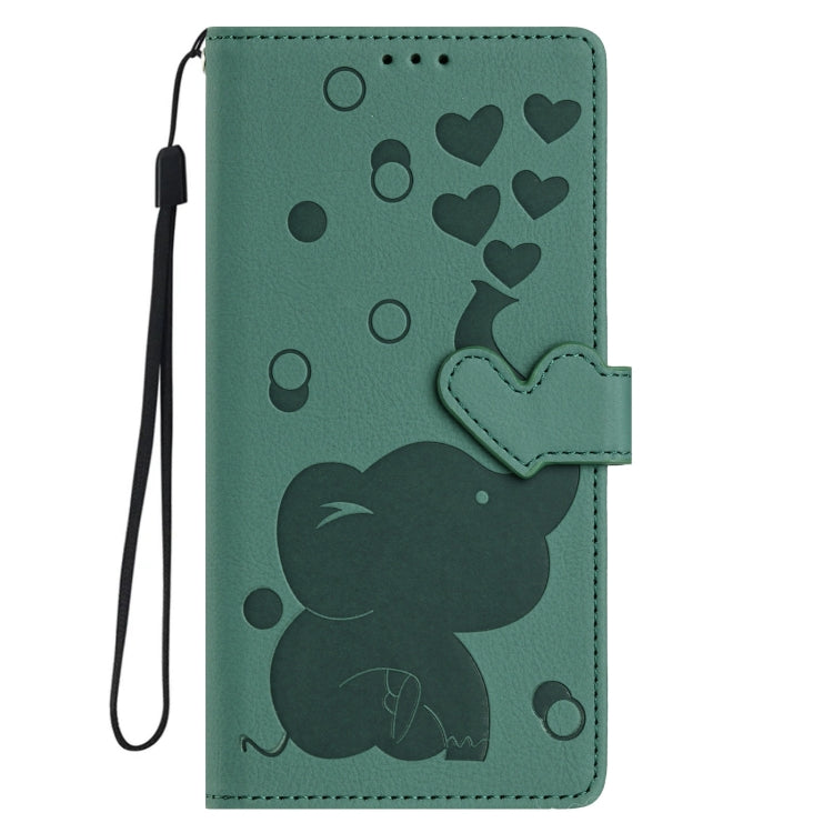 For Samsung Galaxy S25+ 5G Cartoon Elephant Embossed Leather Phone Case(Green) - Galaxy S25+ 5G Cases by PMC Jewellery | Online Shopping South Africa | PMC Jewellery | Buy Now Pay Later Mobicred