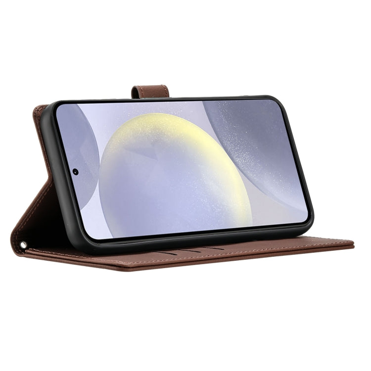 For Samsung Galaxy S25+ 5G Cartoon Elephant Embossed Leather Phone Case(Brown) - Galaxy S25+ 5G Cases by PMC Jewellery | Online Shopping South Africa | PMC Jewellery | Buy Now Pay Later Mobicred