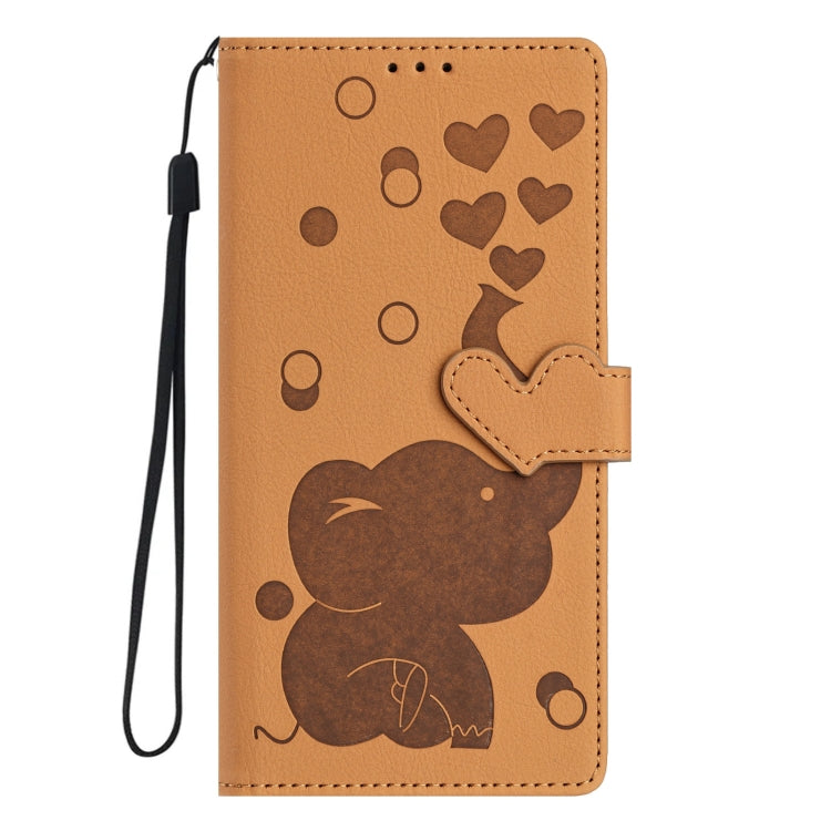 For Samsung Galaxy S25 Ultra 5G Cartoon Elephant Embossed Leather Phone Case(Yellow) - Galaxy S25 Ultra 5G Cases by PMC Jewellery | Online Shopping South Africa | PMC Jewellery | Buy Now Pay Later Mobicred