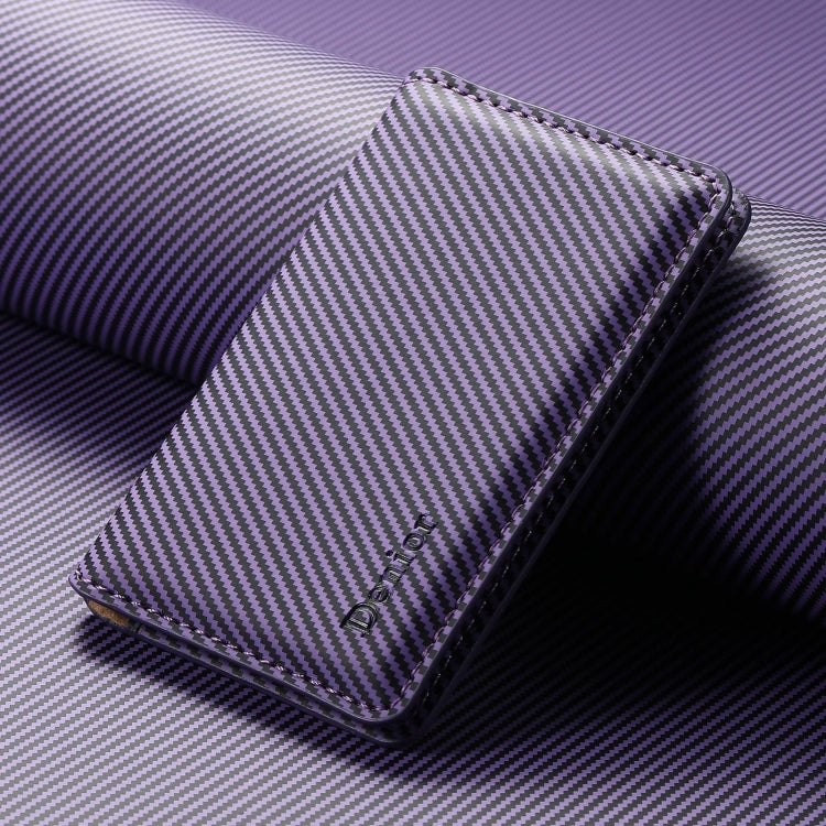 Denior V13 Magsafe Wallet Carbon Fiber Texture Leather Magnetic Card Holder Bag(Purple) - Others Accessories by Denior | Online Shopping South Africa | PMC Jewellery | Buy Now Pay Later Mobicred