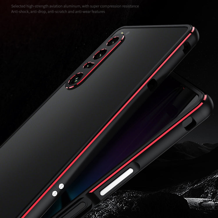 For Sony Xperia 1 VI Aurora Series Lens Protector + Metal Frame Protective Phone Case(Black Red) - Google Cases by PMC TechLife | Online Shopping South Africa | PMC TechLife | Buy Now Pay Later Mobicred