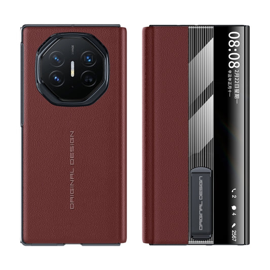 For Huawei Mate XT Ultimate Smart Side View Window Genuine Leather Phone Case(Dark Red) - Huawei Cases by PMC Jewellery | Online Shopping South Africa | PMC Jewellery | Buy Now Pay Later Mobicred