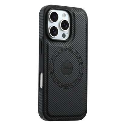 For iPhone 16 Pro Denior Carbon Fiber Texture Leather MagSafe Phone Case(Black) - iPhone 16 Pro Cases by Denior | Online Shopping South Africa | PMC Jewellery | Buy Now Pay Later Mobicred