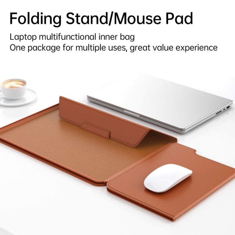 Multifunctional Laptop PU Magnetic Stand Split Liner Bag with Mouse Pad Function, Size:15 inch(Dark Green) - 15 inch by PMC Jewellery | Online Shopping South Africa | PMC Jewellery | Buy Now Pay Later Mobicred